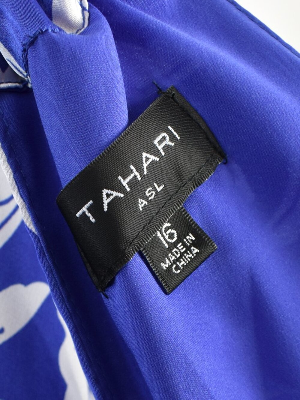 Tahari ASL Leaf Print Royal Blue Maxi Dress - 16 - Picture 11 of 11